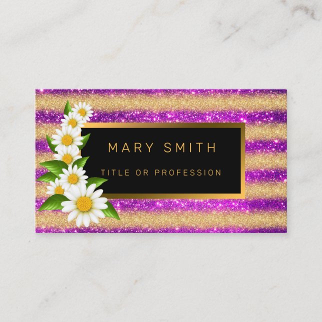 Cartão De Visita Luxo Melhor Glitor Dourado Roxo Popular (Frente)