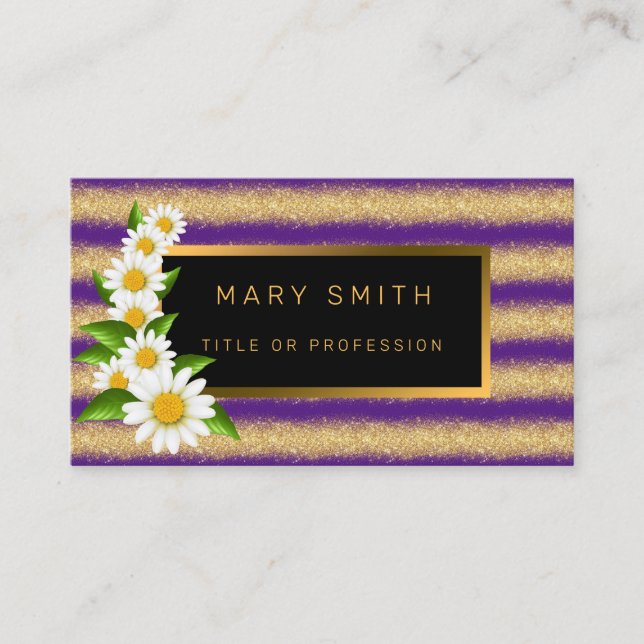 Cartão De Visita Luxo Melhor Glitor Dourado Roxo Popular (Frente)