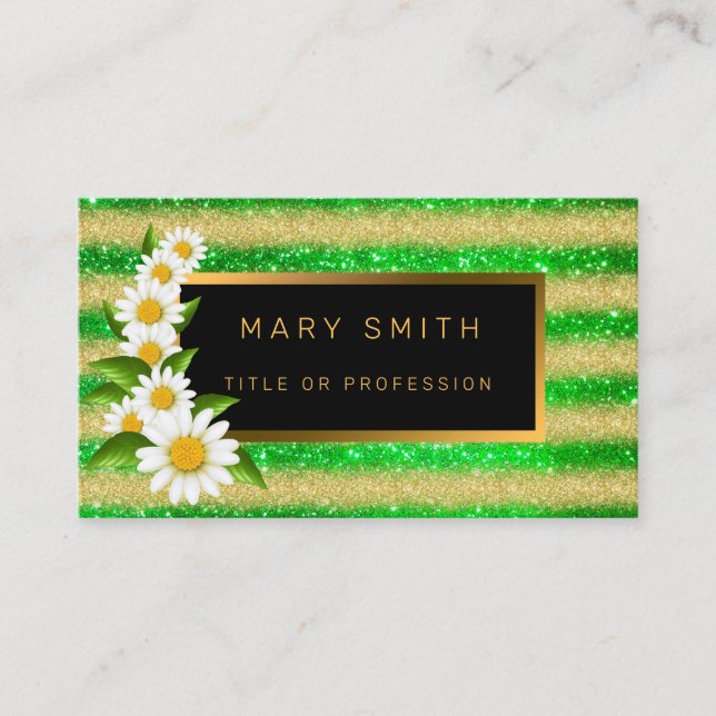 Cartão De Visita Luxo Melhor Glitor Verde Dourado Popular (Frente)