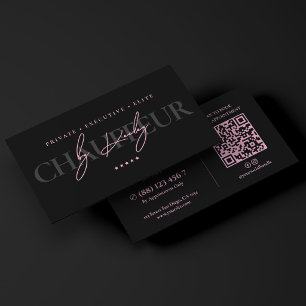 Cartão De Visita Luxo Mínimo Chauffeur Privado Rosa Preto