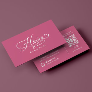 Cartão De Visita Luxo Mínimo Estilista de Cabelo Rosa
