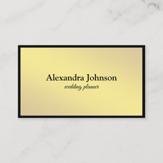 Cartão De Visita Lúxo moderno de Preto Chic e Folha de Ouro (Frente)