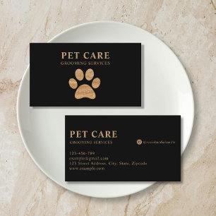 Cartão De Visita Luxo Moderno Dourado Preto Pet Grooming