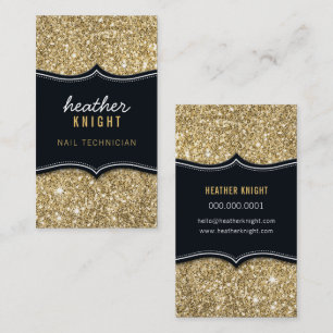 Cartão De Visita Luxo moderno glamour brilhante preto dourado