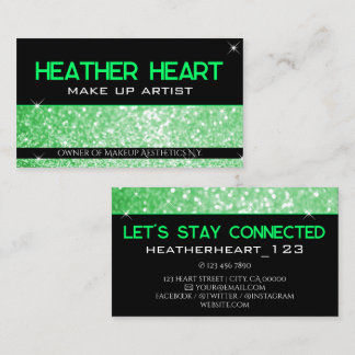 Cartão De Visita Luxo Neon Verde Brilhante Brilho Glamour Glam
