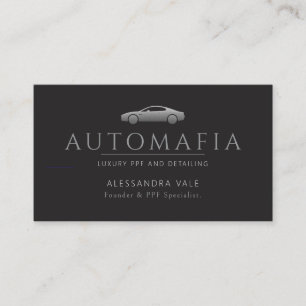 Cartão De Visita Luxo PPF & Detalhamento de Carros Preto e Prata
