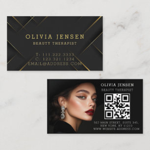 Cartão De Visita Luxo Preto Dourado Brilhante Glitter Estrelas Bele