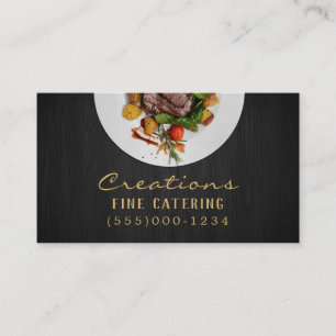 Cartão De Visita Luxo Preto e Dourado Chef de cozinha de Comida