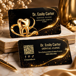 Cartão De Visita Luxo Preto & Ouro Dental | Elegante Dental 