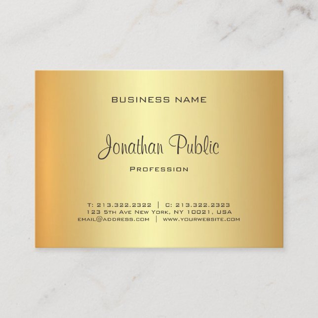 Cartão De Visita Luxo Profissional Dourado e elegante, moderno, (Frente)