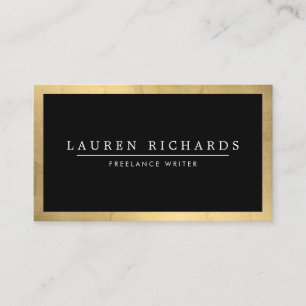 Cartão De Visita Luxo profissional Faux Dourado e preto