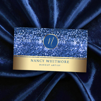 Cartão De Visita Luxo Real Dourado e brilhante Elegante Azul