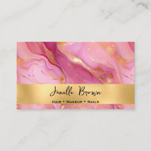 Cartão De Visita Luxo rosa e Dourado marmoreado