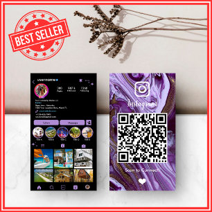 Cartão De Visita Luxo   Roxo & Preto QR