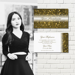 Cartão De Visita Luxo White Dourado Espumante Brilhante Estrelas Na