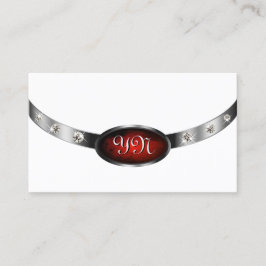 Cartão De Visita Luxo White Silver Red Marble Faux Rhinestones