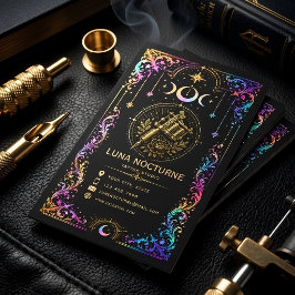 Cartão De Visita Luxuoso Estúdio de Tatuagem Celestial Mystic Moon