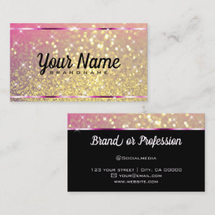 Cartão De Visita Luxuoso Glitter Rosa Dourado Luminoso Estrelas Ele