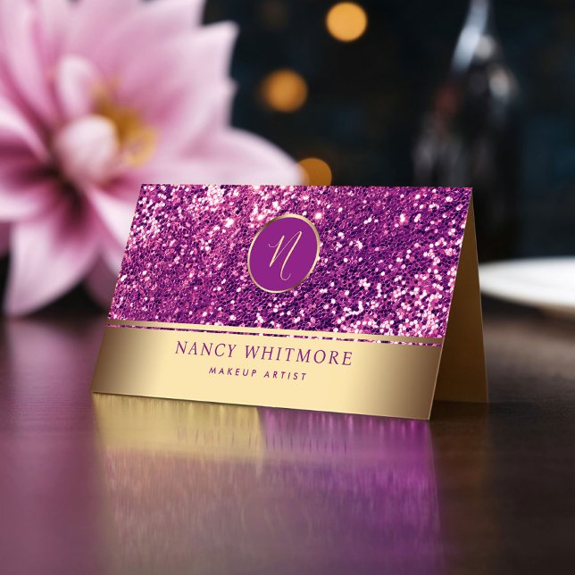 Cartão De Visita Luxúria Real Dourada e Lente Rosa Elegante (Criador carregado)