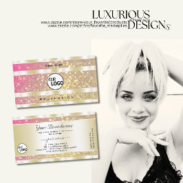 Cartão De Visita Lúxurido, cor-de-rosa, Dourado, Estrelas de Lápice
