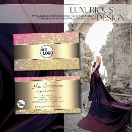 Cartão De Visita Lúxurido Dourado Rosa Púrpura Estrelas adiciona lo