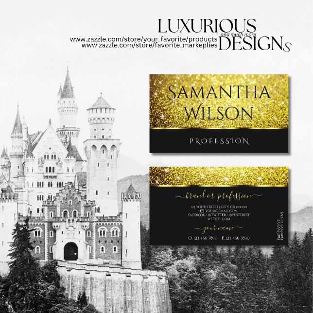 Cartão De Visita Luxurioso Black Glitter Spark Stars Excelente (Criador carregado)