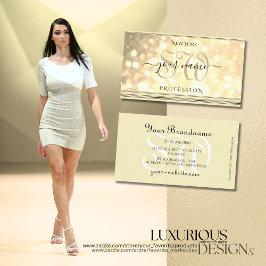 Cartão De Visita Luxurioso Dourado brilho Stars Iniciais Beige Ouro