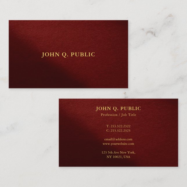 Cartão De Visita Luxurious Faux Gold Text Modern Elegant Template (Frente/Verso)