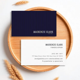 Cartão De Visita Luxurious Pinstripe Navy & White Business Card
