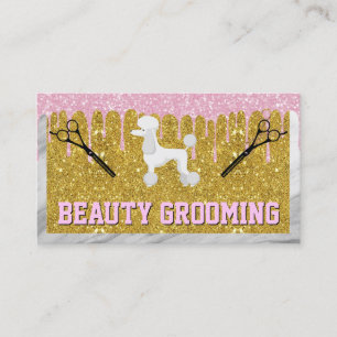 Cartão De Visita Luxury Animal Grooming Glitter Dripe Poodle
