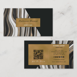 Cartão De Visita Luxury Black and Gold Marble Business Coach Card