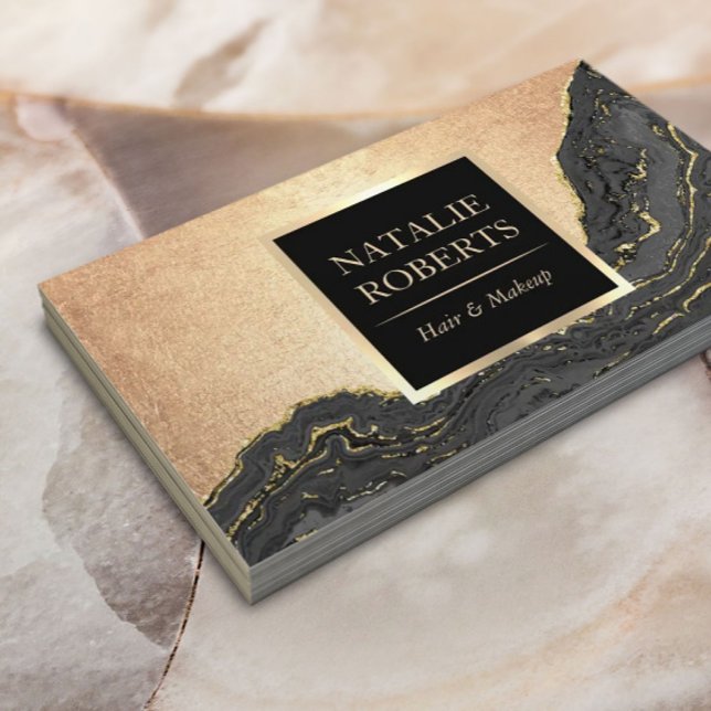 Cartão De Visita Luxury Black & Dourado Beauty Salon Spa (Criador carregado)