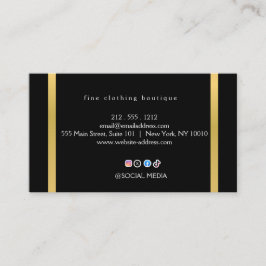 Cartão De Visita Luxury Black & Gold Minimalist Business Card