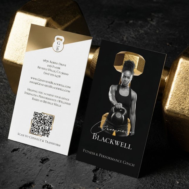Cartão De Visita Luxury Black Gold Personal Trainer Fitness Photo  (Luxury Black Gold Personal Trainer Fitness Photo Business Card)