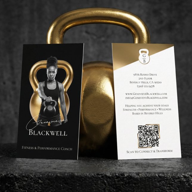 Cartão De Visita Luxury Black Gold Personal Trainer Fitness Photo  (Luxury Black Gold Personal Trainer Fitness Photo Business Card)