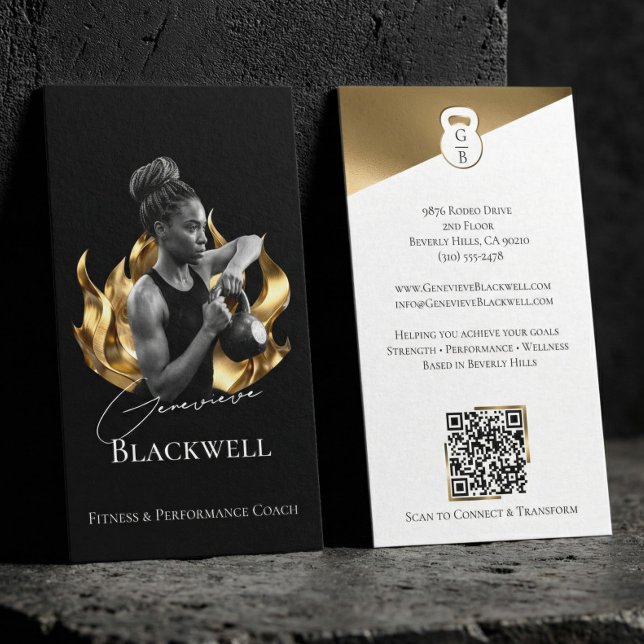 Cartão De Visita Luxury Black Gold Personal Trainer Fitness Photo  (Luxury Black Gold Personal Trainer Fitness Photo Business Card)