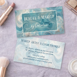 Cartão De Visita Luxury Blue Marble Makeup Artist & Hair Stylist