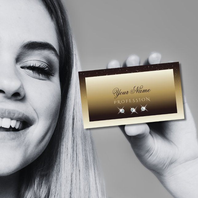Cartão De Visita Luxury Brown Beige Ombre Sparkle Diamantes Na moda (Criador carregado)
