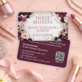 Cartão De Visita Luxury Burgundy Floral Bridal Makeup Artist