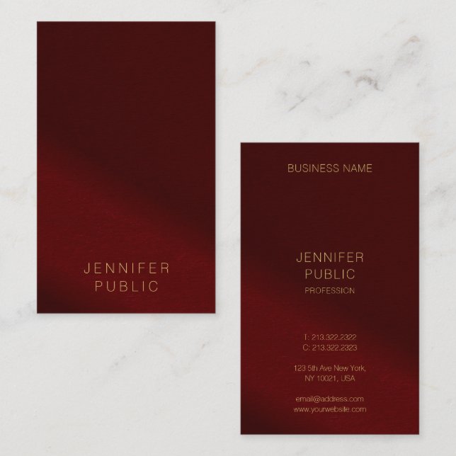 Cartão De Visita Luxury Business Cards Elegant Template Gold Text (Frente/Verso)