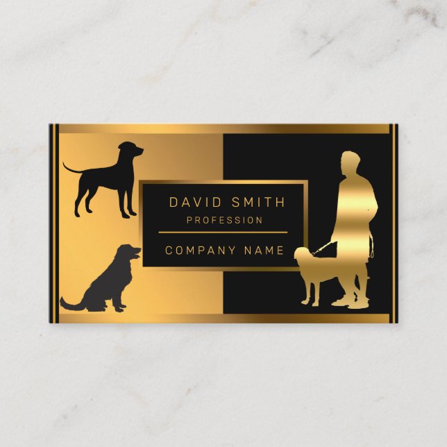 Cartão De Visita Luxury Cachorro Walker E Veterinário Adicionam Seu (Frente)