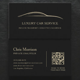 Cartão De Visita Luxury Car Service QR Code Black & Gold