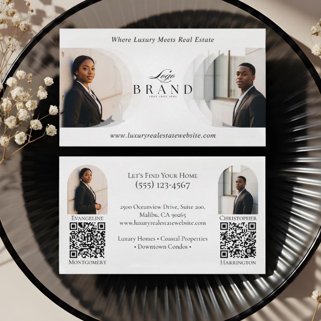 Cartão De Visita Luxury Classy Dual Agent Professional Real Estate (Luxury Classy Dual Agent Professional Real Estate Business Card)