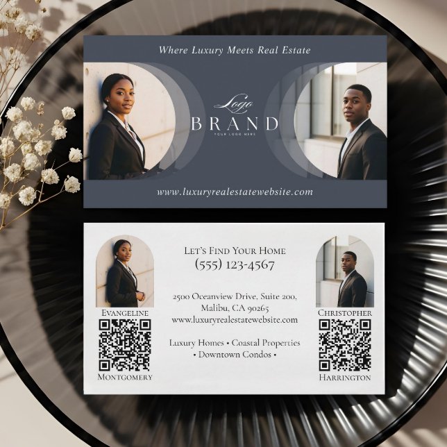 Cartão De Visita Luxury Classy Dual Agent Professional Real Estate (Luxury Classy Dual Agent Professional Real Estate Business Card)