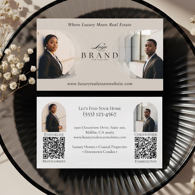 Cartão De Visita Luxury Classy Dual Agent Professional Real Estate (Luxury Classy Dual Agent Professional Real Estate Business Card)