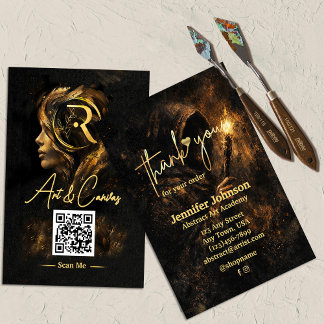 Cartão De Visita Luxury Dark Fine Art | Elegant Thank You