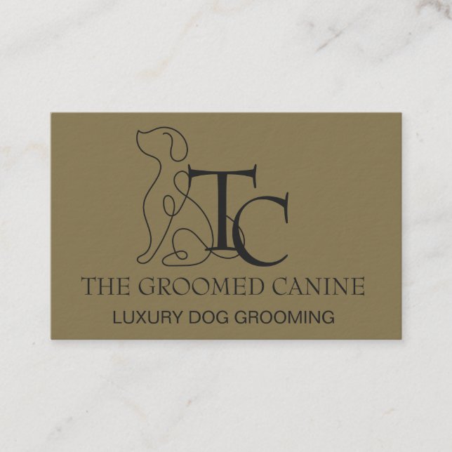 Cartão De Visita Luxury Dog Grooming Business Card Deep gold (Frente)