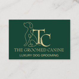 Cartão De Visita Luxury Dog Grooming Business Card Emerald and Gold
