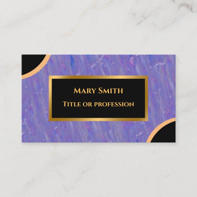 Cartão De Visita Luxury Dourado Roxo Marble (Frente)