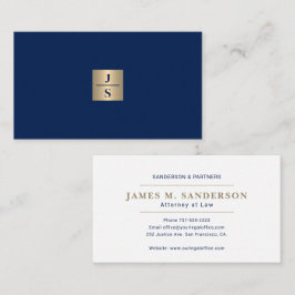 Cartão De Visita Luxury elegant monogram navy gold attorney